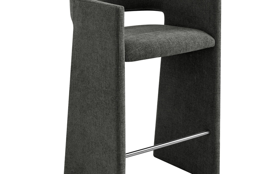 Quartz 41 Inch Upholstered Fabric Bar Stool in Charcoal