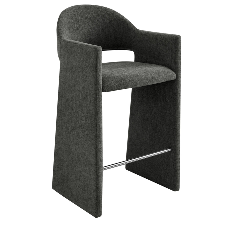 Quartz 41 Inch Upholstered Fabric Bar Stool in Charcoal