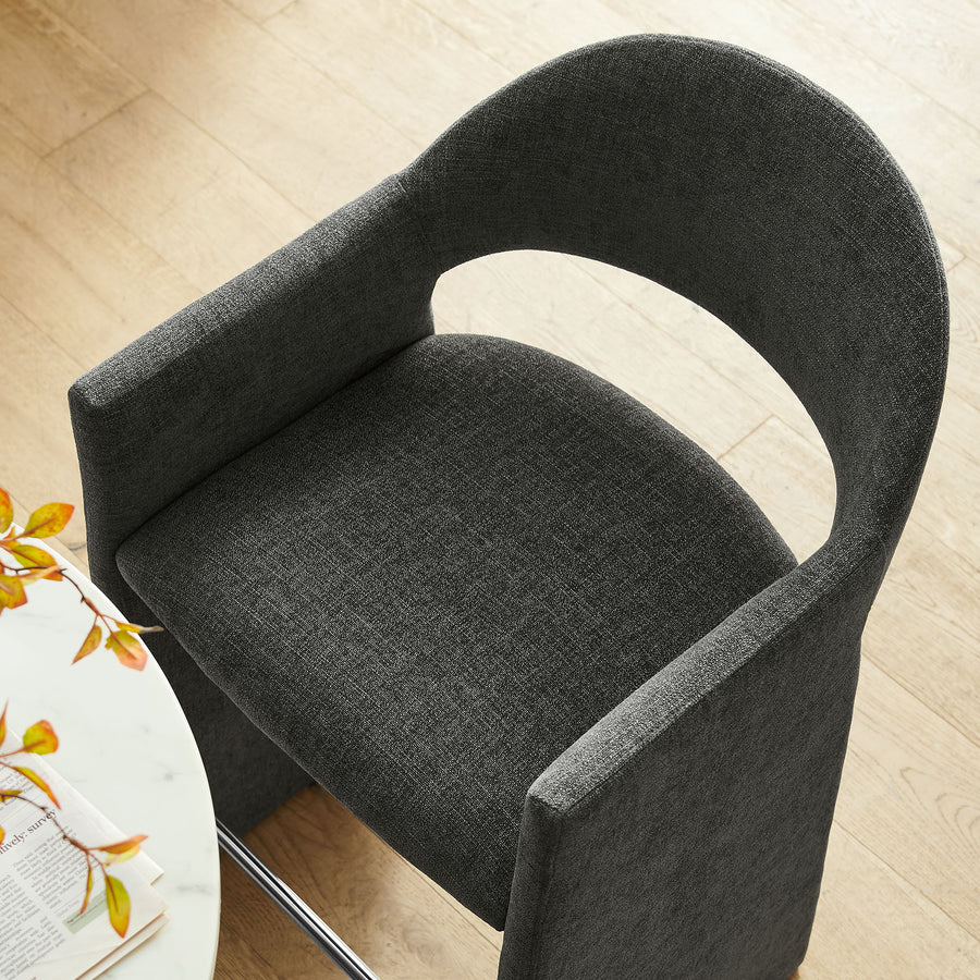 Quartz 41 Inch Upholstered Fabric Bar Stool in Charcoal