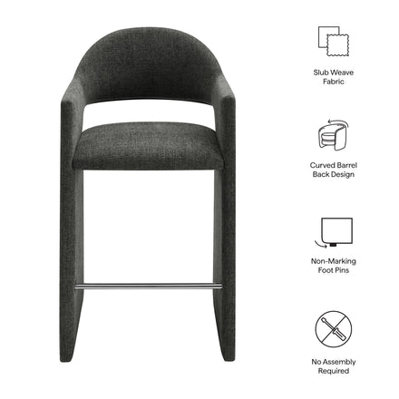 Talia 41 Inch Upholstered Fabric Bar Stool in Charcoal