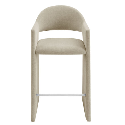 Talia 41 Inch Upholstered Fabric Bar Stool in Linen