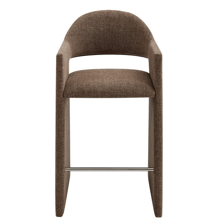 Talia 41 Inch Upholstered Fabric Bar Stool in Mocha