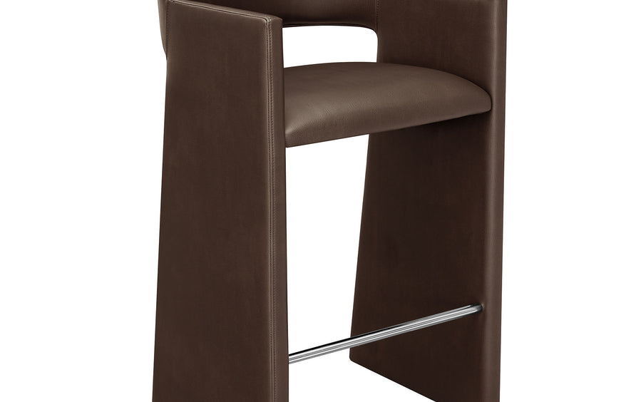 Quartz 41 Inch Vegan Leather Bar Stool in Espresso