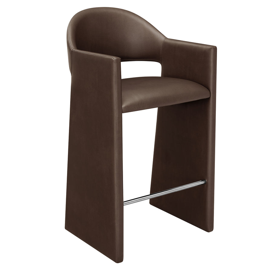Quartz 41 Inch Vegan Leather Bar Stool in Espresso