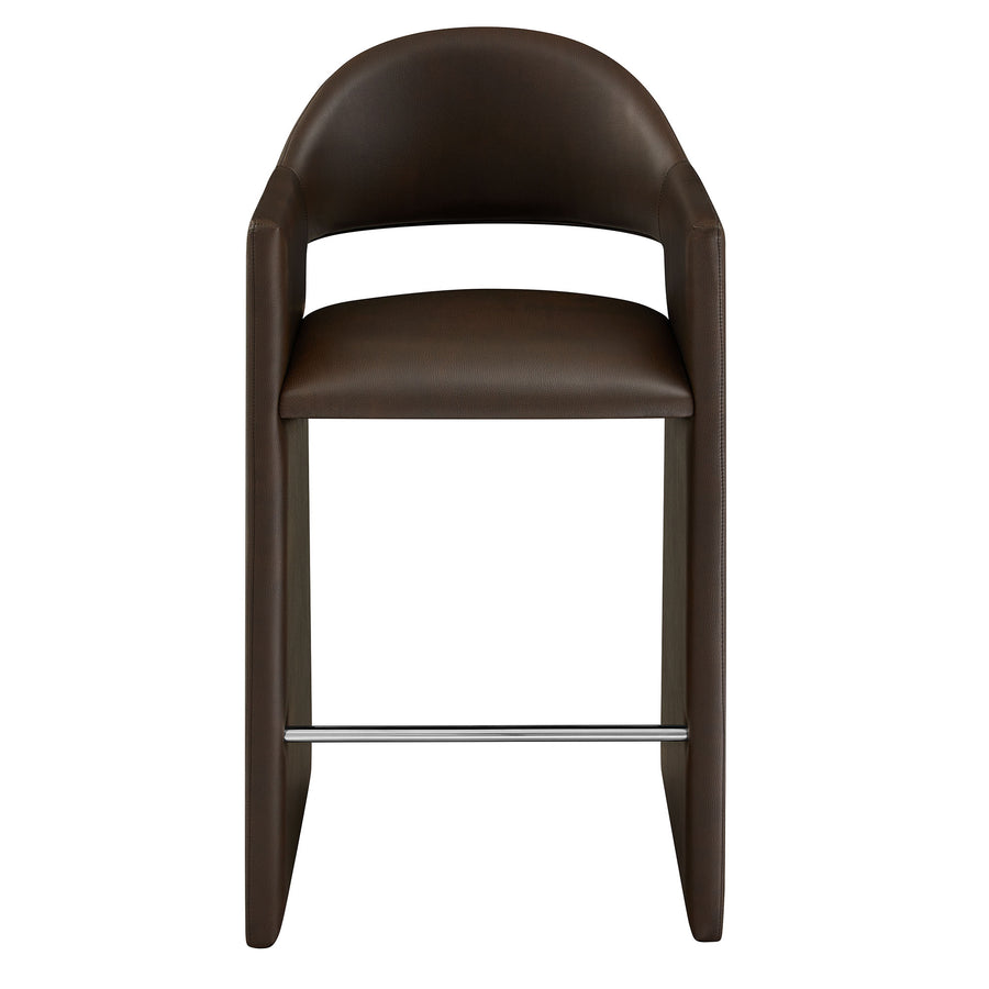 Quartz 41 Inch Vegan Leather Bar Stool in Espresso