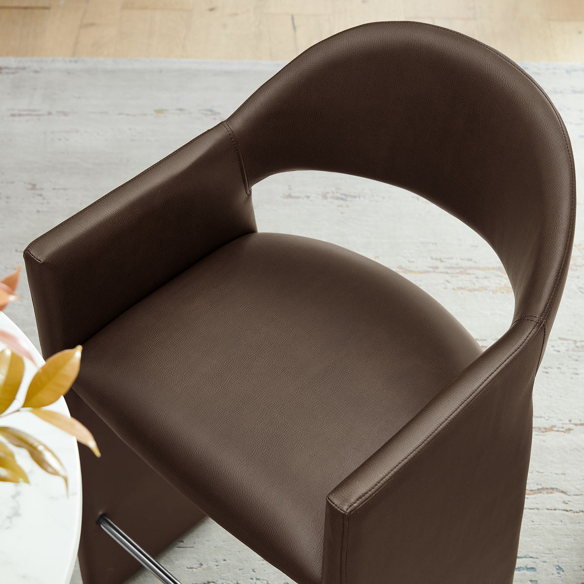 Quartz 41 Inch Vegan Leather Bar Stool in Espresso