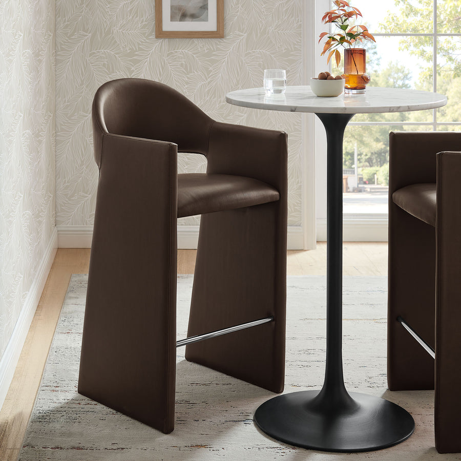 Quartz 41 Inch Vegan Leather Bar Stool in Espresso