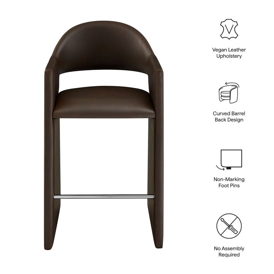 Quartz 41 Inch Vegan Leather Bar Stool in Espresso