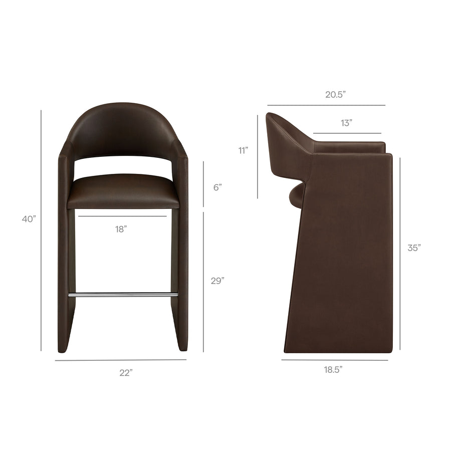 Quartz 41 Inch Vegan Leather Bar Stool in Espresso