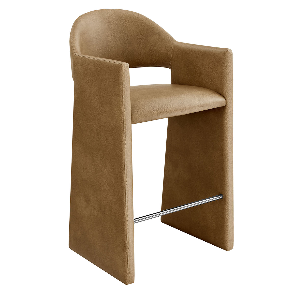 Quartz 41 Inch Vegan Leather Bar Stool in Toast