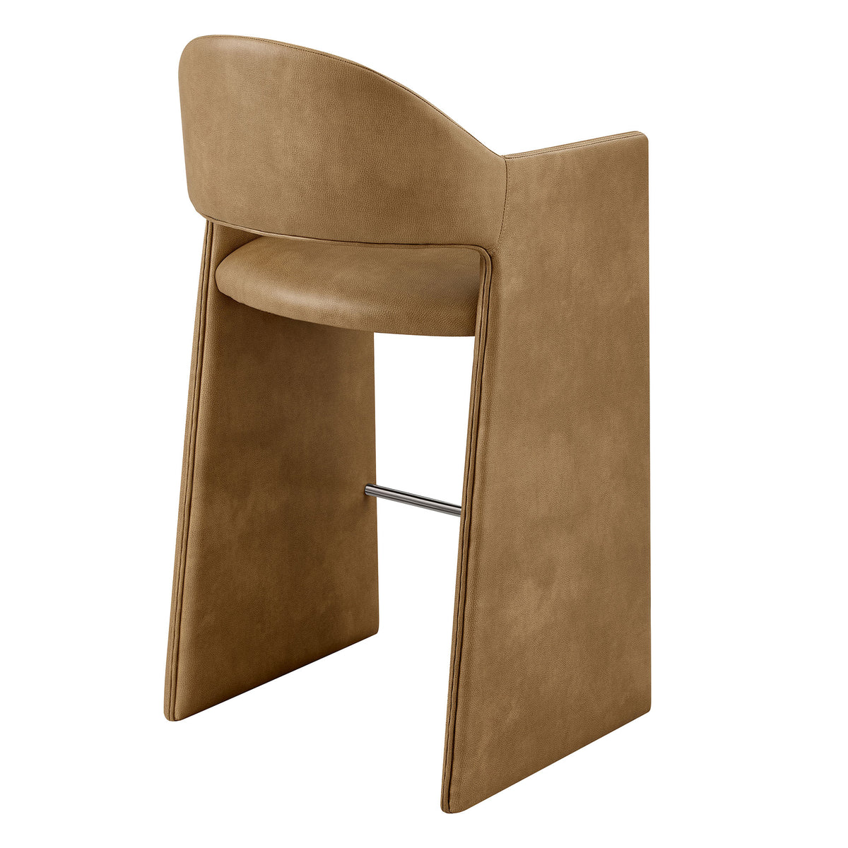 Quartz 41 Inch Vegan Leather Bar Stool in Toast