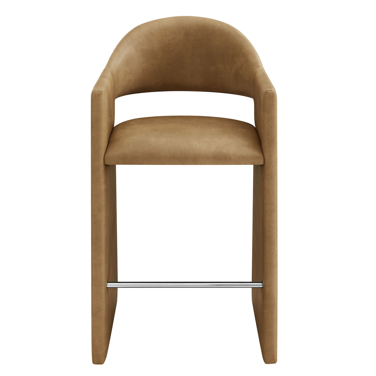 Quartz 41 Inch Vegan Leather Bar Stool in Toast