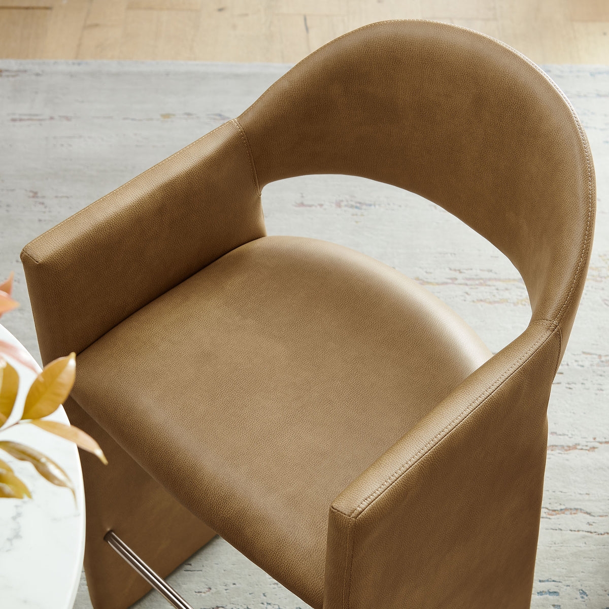 Quartz 41 Inch Vegan Leather Bar Stool in Toast