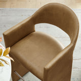 Quartz 41 Inch Vegan Leather Bar Stool in Toast