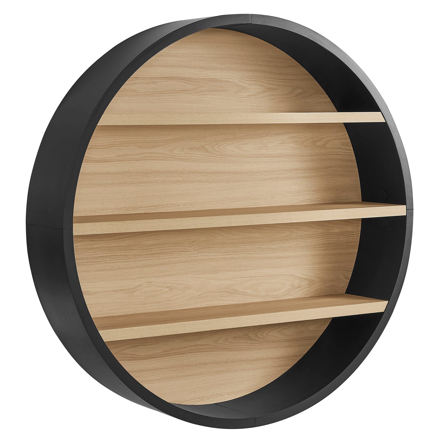 Glengarriff 47" Round Wall Book Shelf in Black Natural