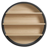 Glengarriff 47" Round Wall Book Shelf in Black Natural