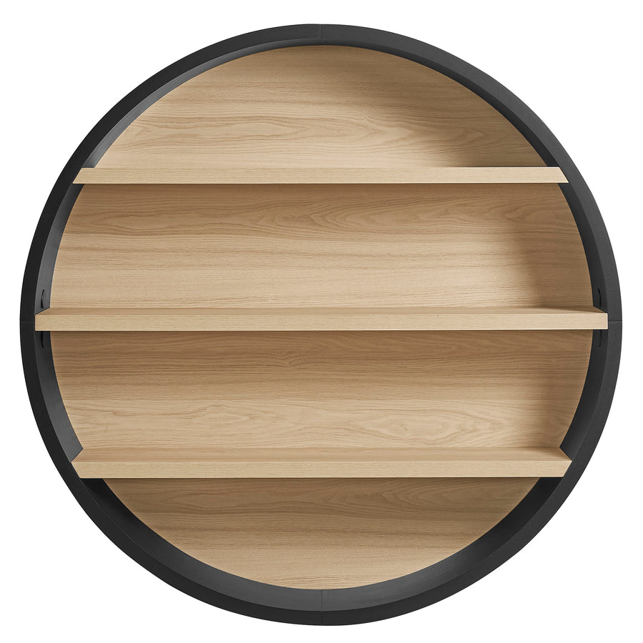 Glengarriff 47" Round Wall Book Shelf in Black Natural