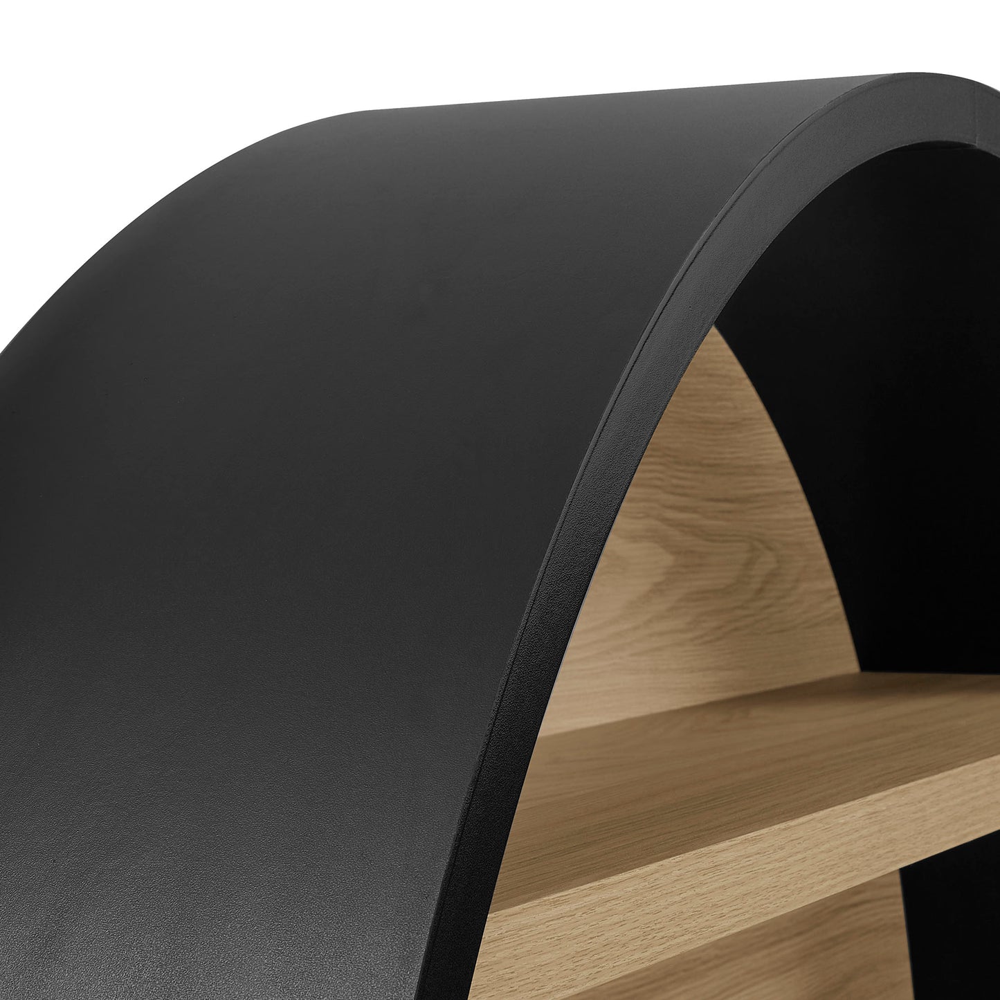 Glengarriff 47" Round Wall Book Shelf in Black Natural