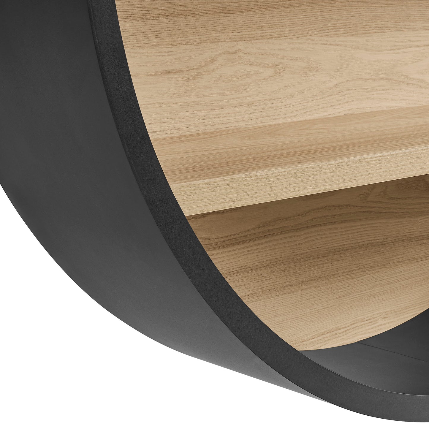 Glengarriff 47" Round Wall Book Shelf in Black Natural