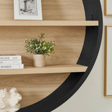 Glengarriff 47" Round Wall Book Shelf in Black Natural