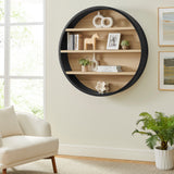 Glengarriff 47" Round Wall Book Shelf in Black Natural