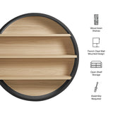 Glengarriff 47" Round Wall Book Shelf in Black Natural