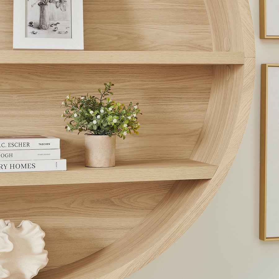 Glengarriff 47" Round Wall Book Shelf in Natural