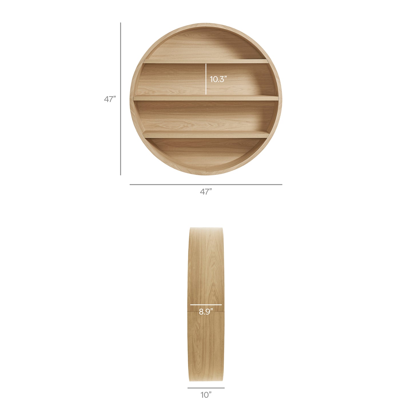 Glengarriff 47" Round Wall Book Shelf in Natural