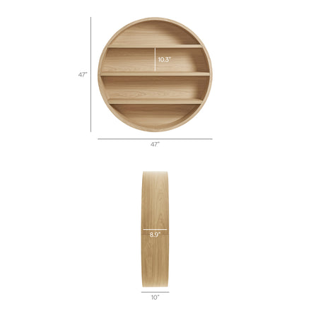 Romy 47" Round Wall Book Shelf in Natural
