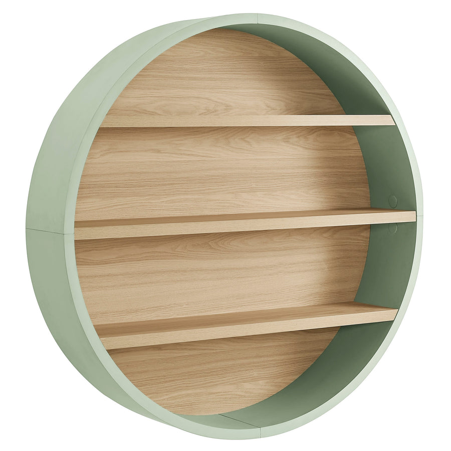 Glengarriff 47" Round Wall Book Shelf in Sage Natural