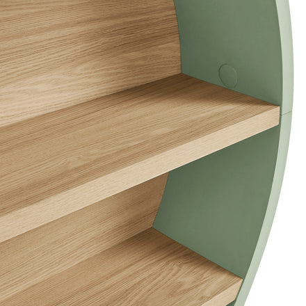 Romy 47" Round Wall Book Shelf in Sage Natural
