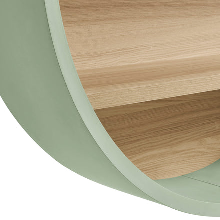 Romy 47" Round Wall Book Shelf in Sage Natural