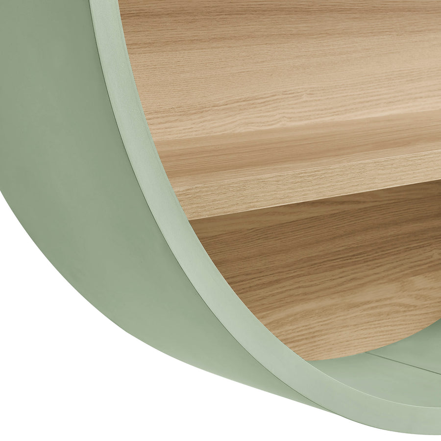 Glengarriff 47" Round Wall Book Shelf in Sage Natural