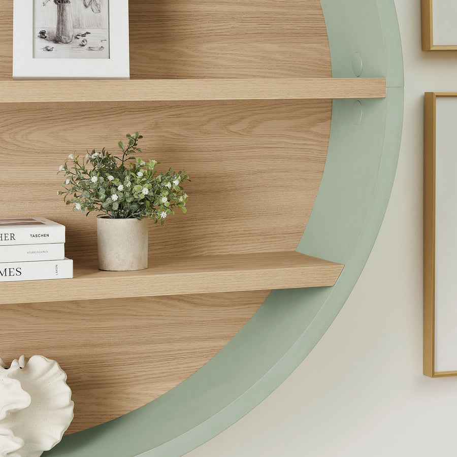 Glengarriff 47" Round Wall Book Shelf in Sage Natural