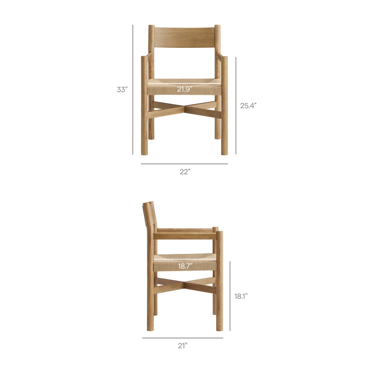 Wells 6-Piece Oak Wood Dining Table and Seating Set in Weathered Oak