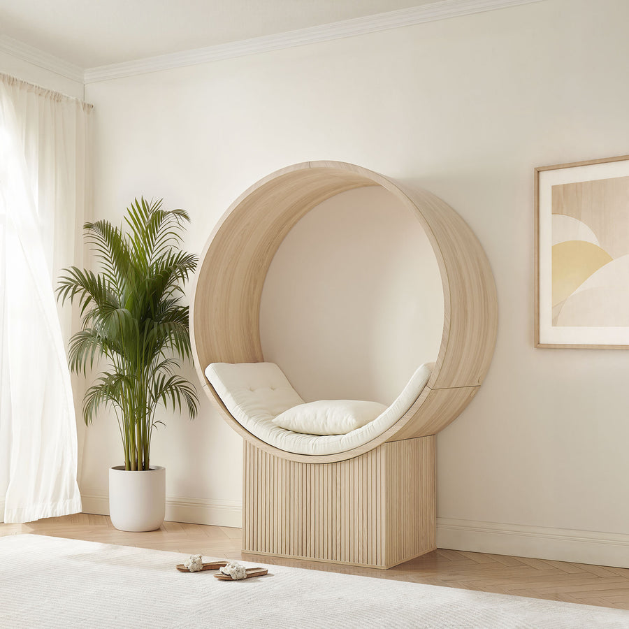 Heloise Round Alcove Accent Chair in Natural Ivory