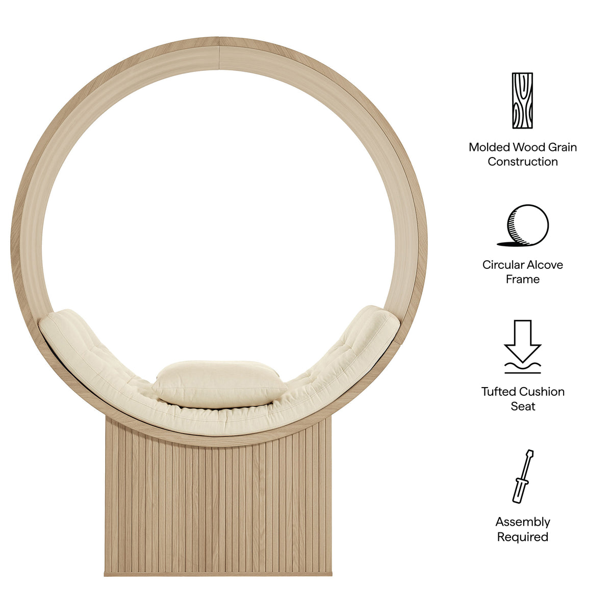 Heloise Round Alcove Accent Chair in Natural Ivory