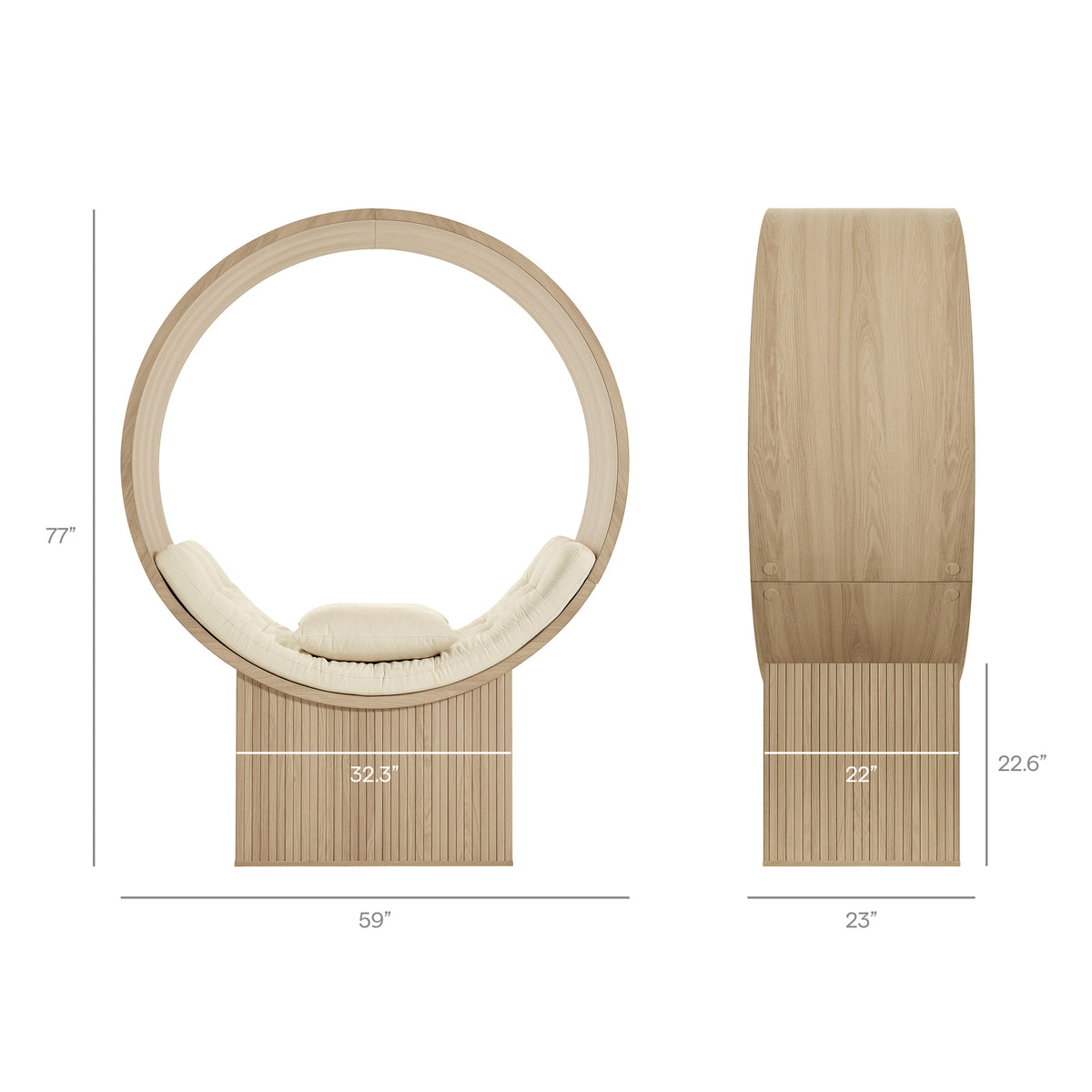 Heloise Round Alcove Accent Chair in Natural Ivory