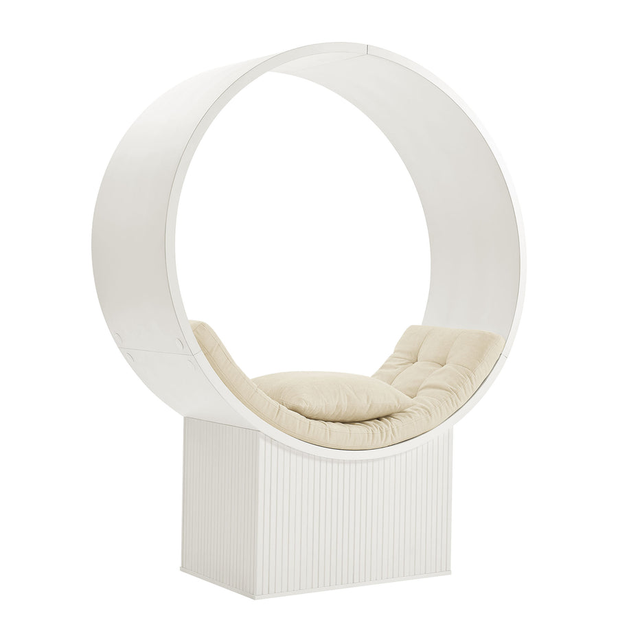 Heloise Round Alcove Accent Chair in White Ivory