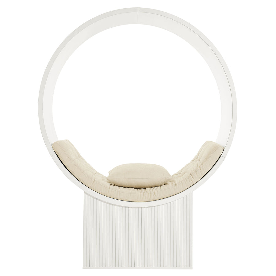 Heloise Round Alcove Accent Chair in White Ivory