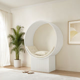 Heloise Round Alcove Accent Chair in White Ivory