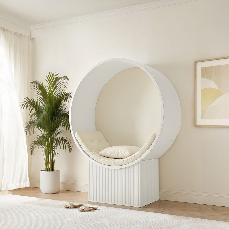 Heloise Round Alcove Accent Chair in White Ivory