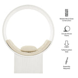 Heloise Round Alcove Accent Chair in White Ivory