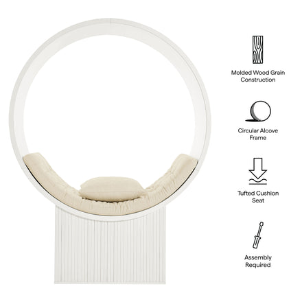 Aperture Round Alcove Accent Chair in White Ivory