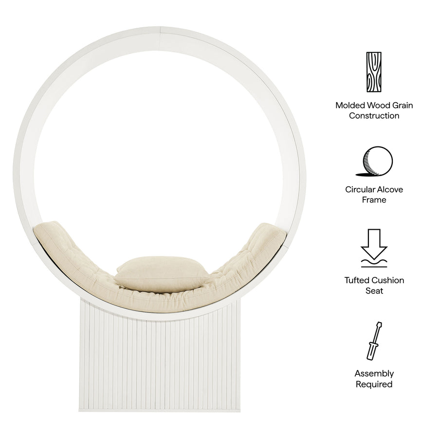 Heloise Round Alcove Accent Chair in White Ivory