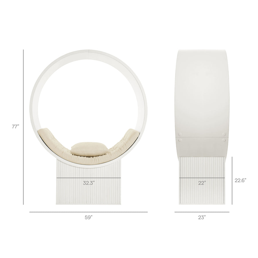 Heloise Round Alcove Accent Chair in White Ivory