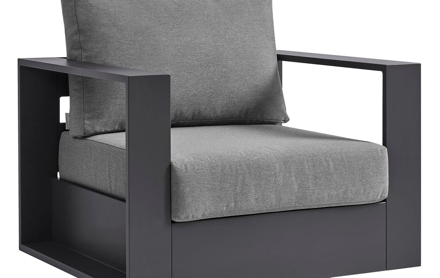 Aspen Outdoor Patio Powder-Coated Aluminum Swivel Armchair in Gray Charcoal