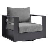 Aspen Outdoor Patio Powder-Coated Aluminum Swivel Armchair in Gray Charcoal