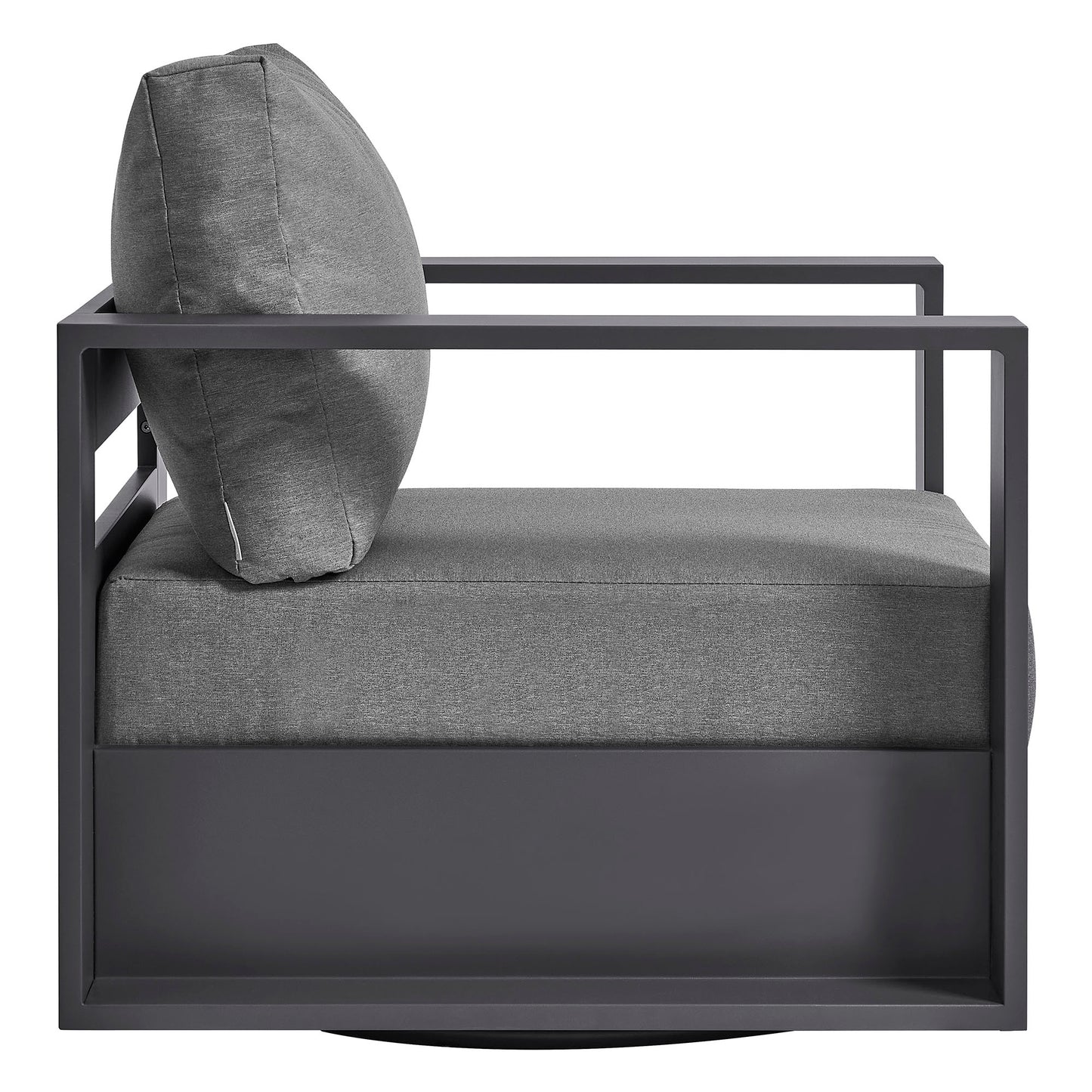 Aspen Outdoor Patio Powder-Coated Aluminum Swivel Armchair in Gray Charcoal