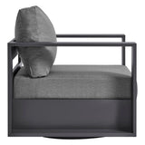 Aspen Outdoor Patio Powder-Coated Aluminum Swivel Armchair in Gray Charcoal
